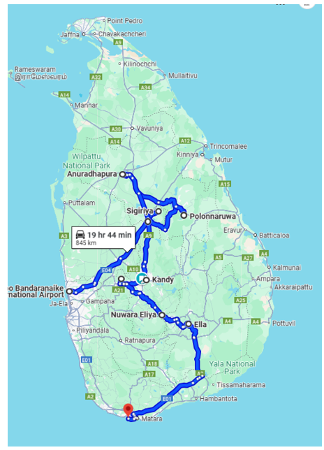 10 Day Tour Route Map